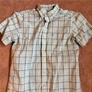 Izod Men's White and Blue Plaid Button Down Shirt